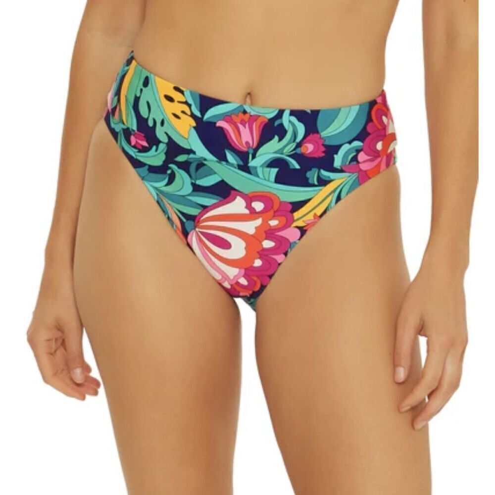 Trina Turk Nwt India Garden Floral High Waist Reversible Swim Bikini Bottom